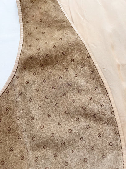 Beige polka dots suede vest, Size M-L