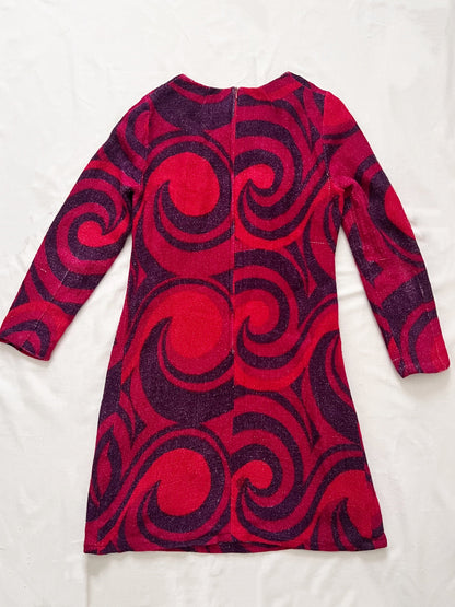 60s/70s swirl pattern mini dress, Size XS-S