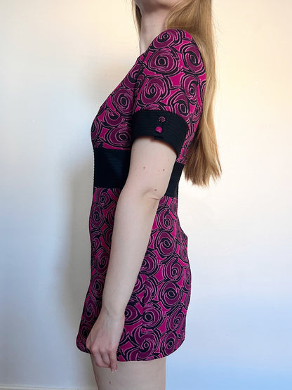 60s bold pattern mini dress, Size S