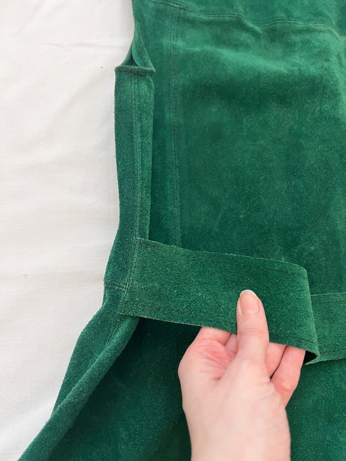 60s green suede dress, Size XS