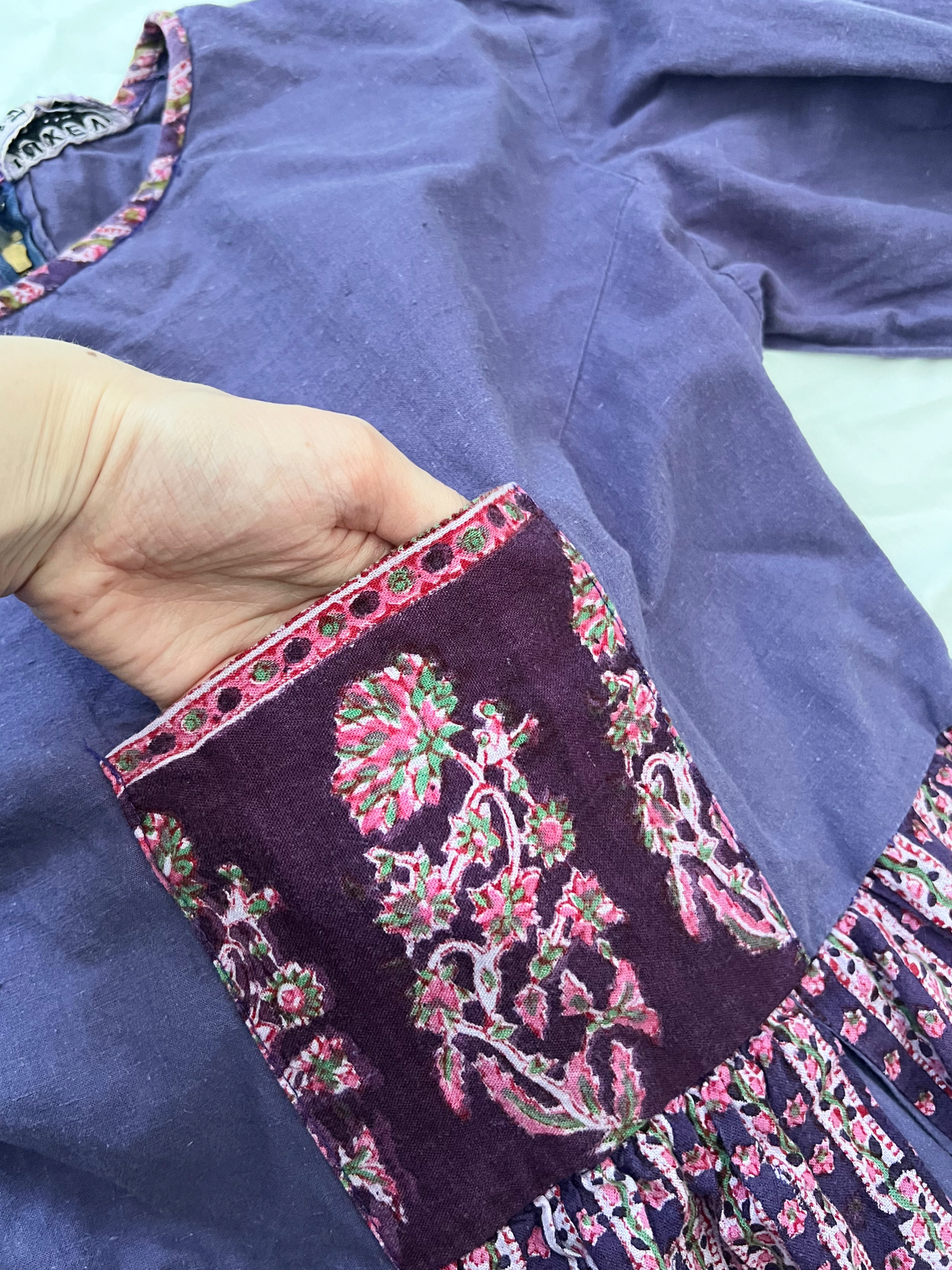 70s purple cotton dress, Size S
