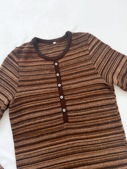 70s brown knitted dress, Size XS-S