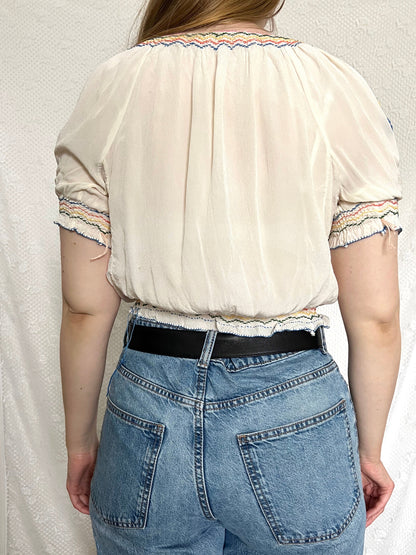 1930s short sleeved Hungarian blouse, Size S