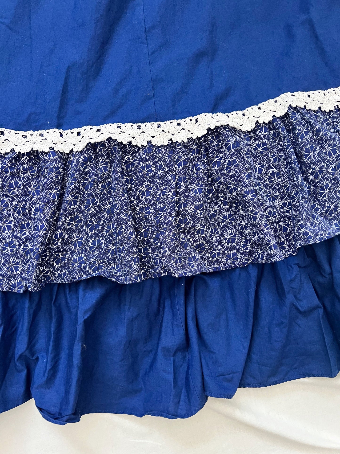 70s blue and white dress, Size XS