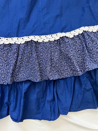 70s blue and white dress, Size XS