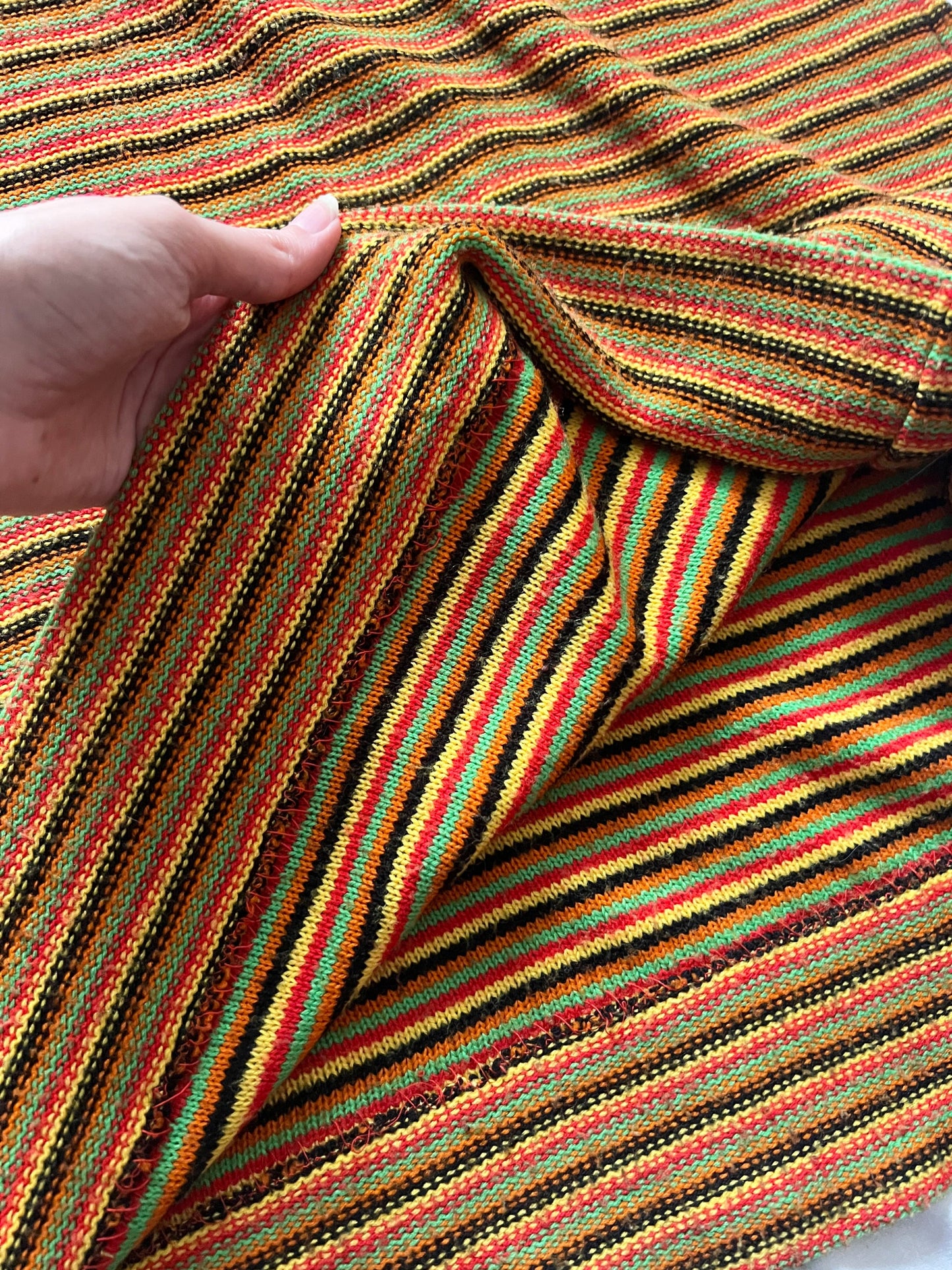 70s knitted striped hooded dress, Size S