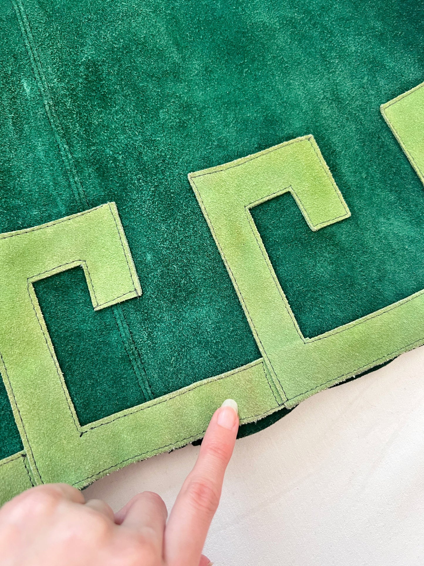 60s green suede dress, Size XS