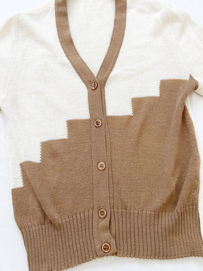 White and brown cardigan, Size M