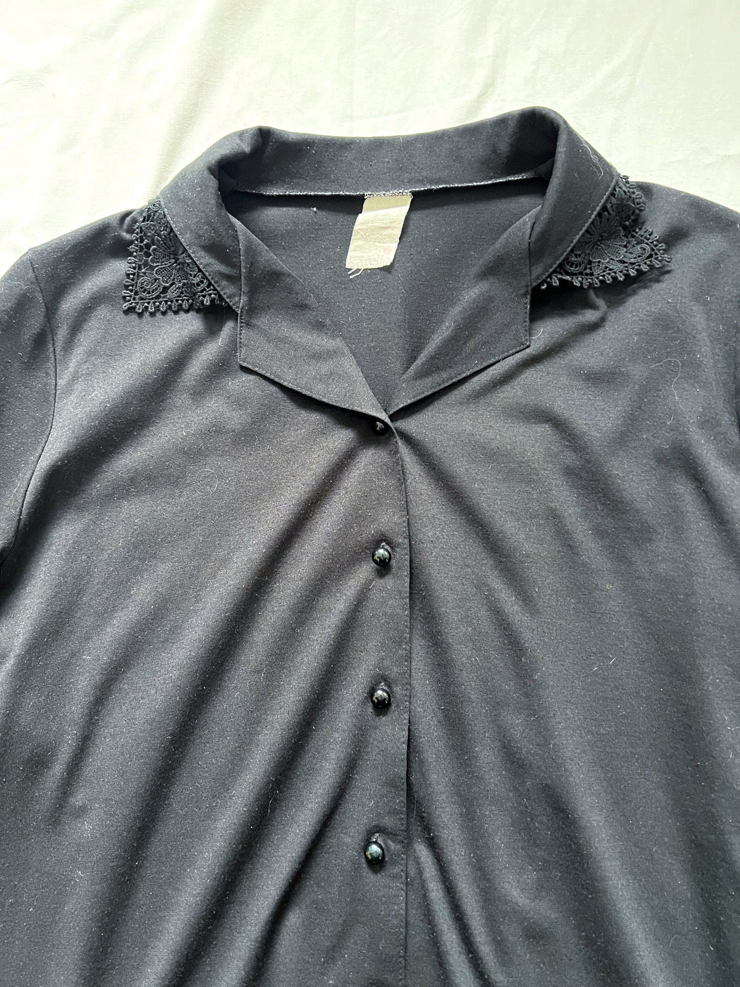 Black lace collar shirt, Size L