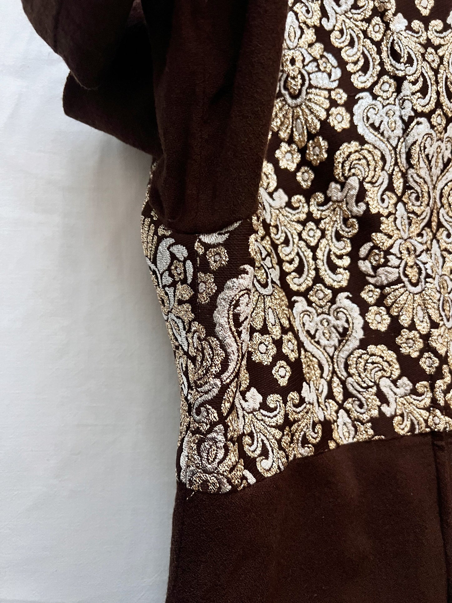 60s gold, silver and brown dress, Size S