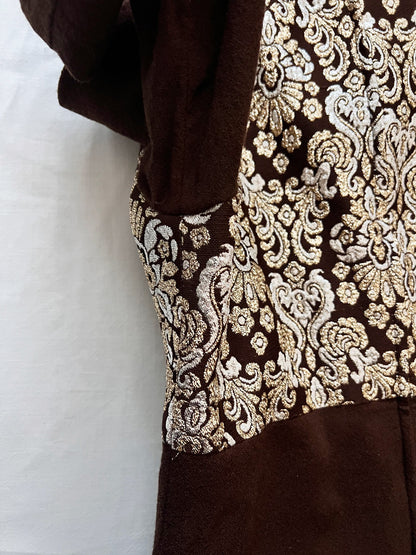 60s gold, silver and brown dress, Size S