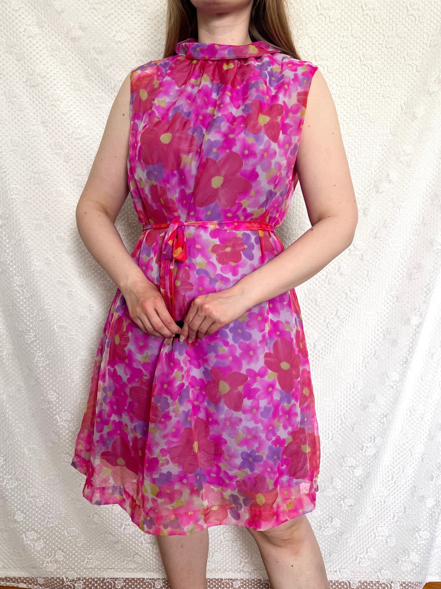 60s flower power dress, Size L