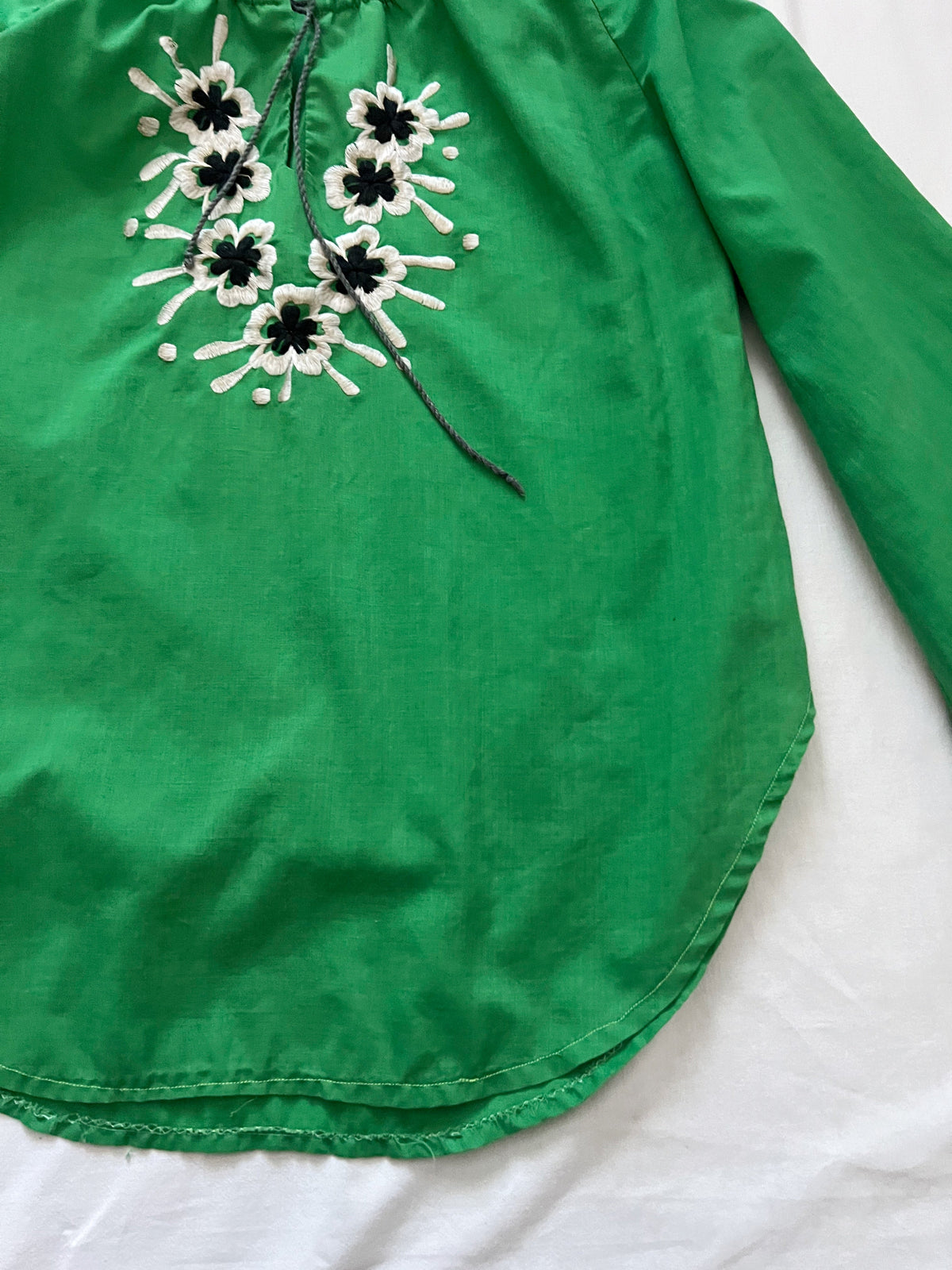 70s green and floral blouse, Size M