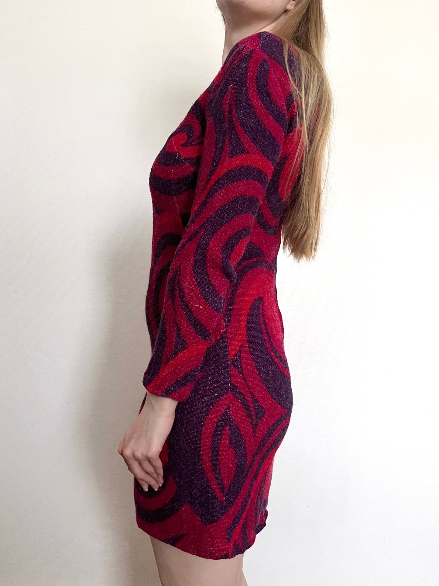 60s/70s swirl pattern mini dress, Size XS-S