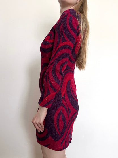 60s/70s swirl pattern mini dress, Size XS-S