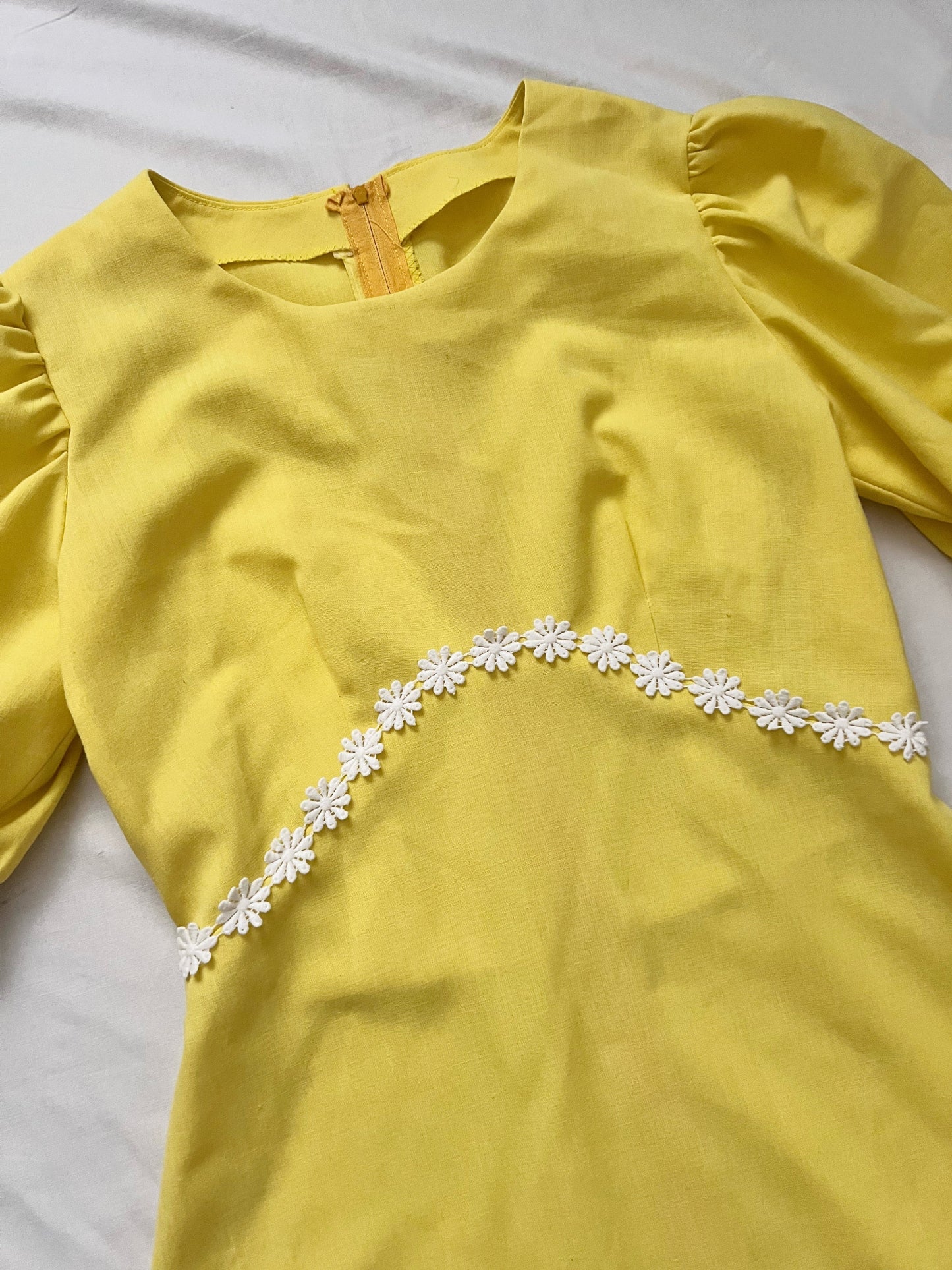 70s yellow maxi daisy dress, Size S