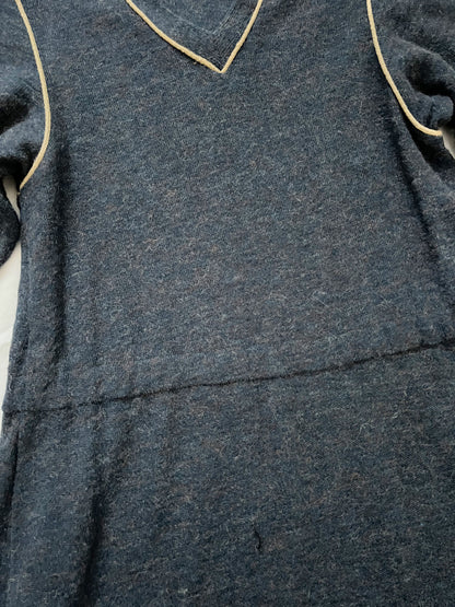 70s gray knit dress, Size S-M