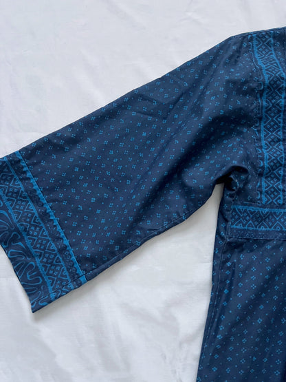 Vintage 70s blue Marimekko Mila 100% cotton dress, Size M