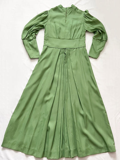 70s green Victorian inspired maxi dress, Size M
