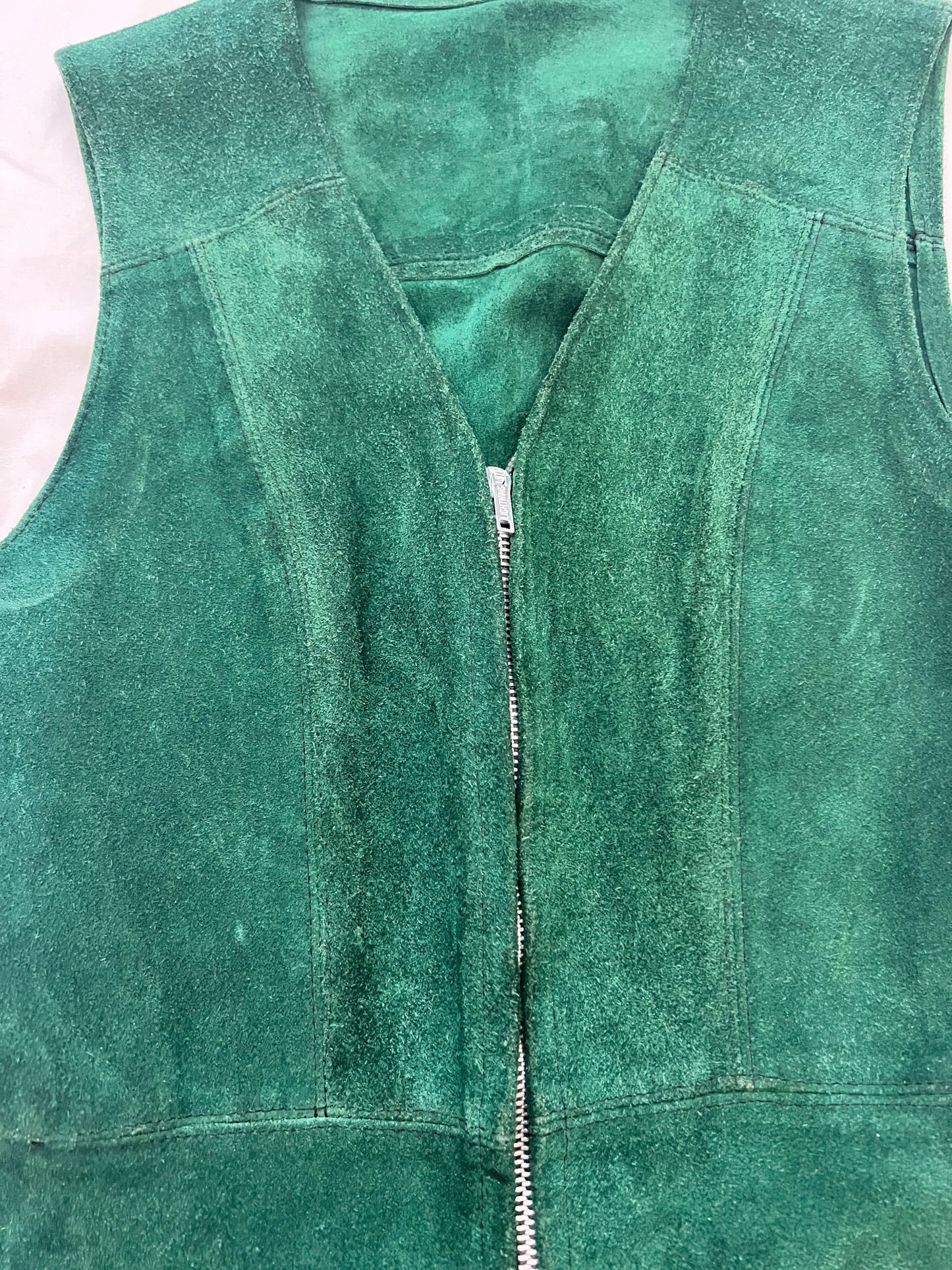 60s green suede dress, Size XS