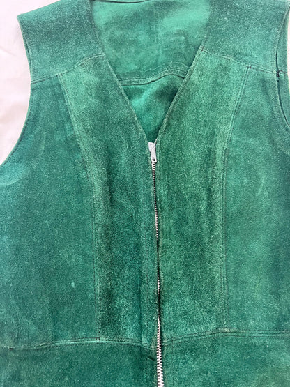 60s green suede dress, Size XS