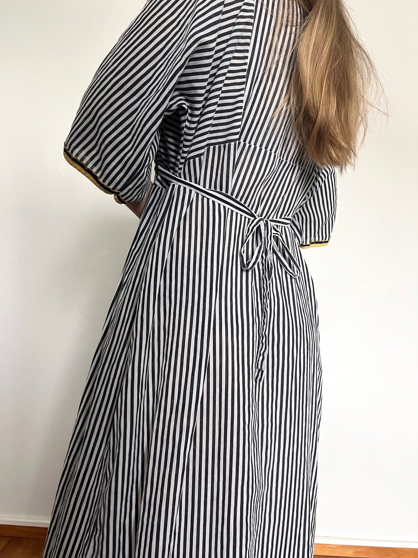 70s striped floral dress, Size L