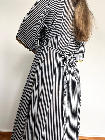 70s striped floral dress, Size L