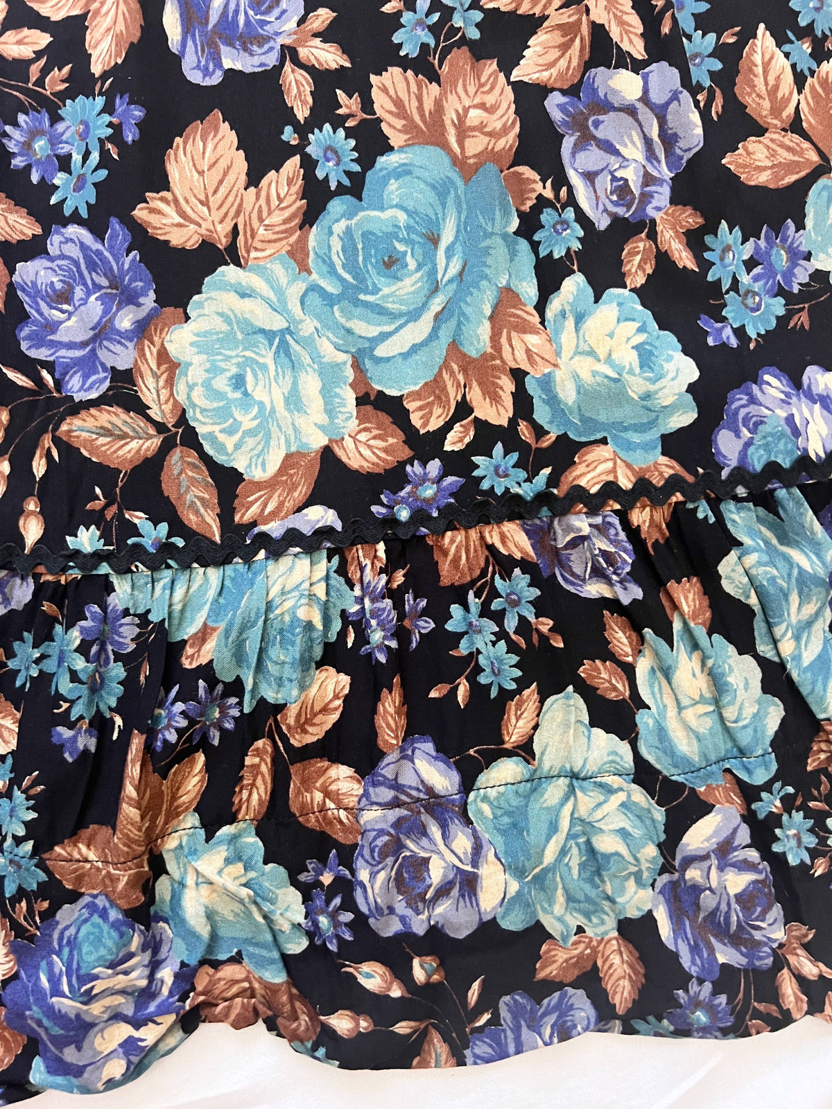 70s floral and velvet dress, Size S