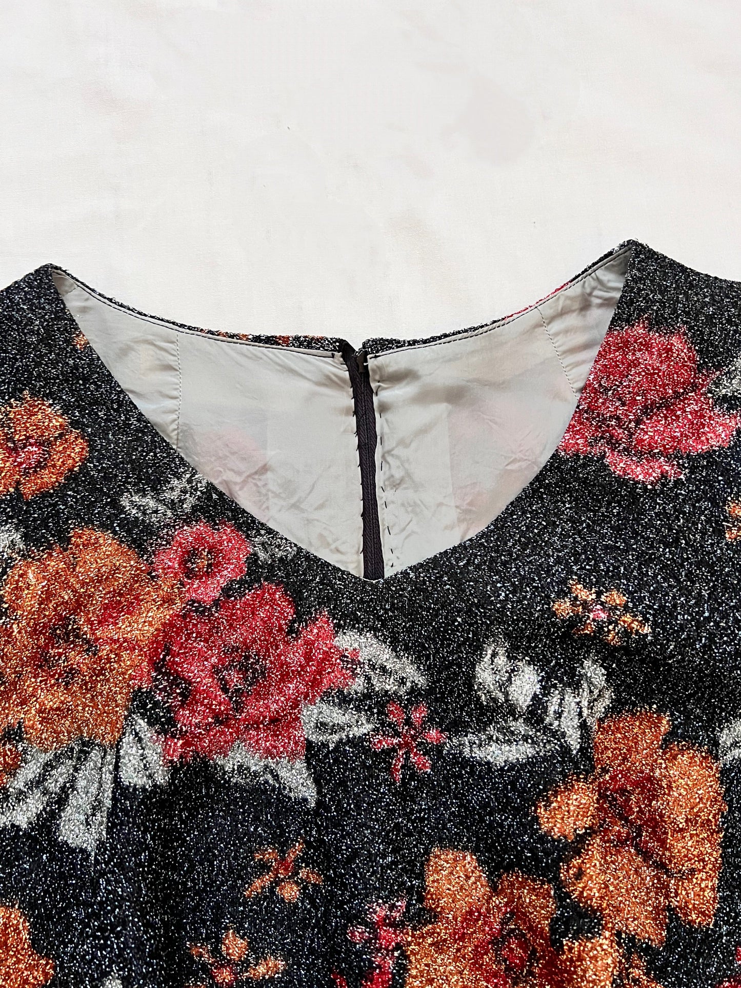 60s glittery flower dress, Size L