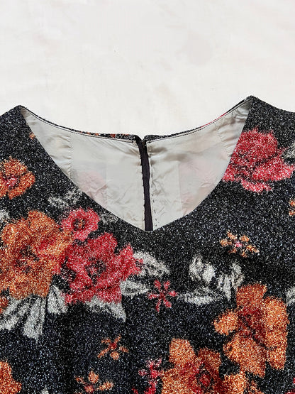 60s glittery flower dress, Size L