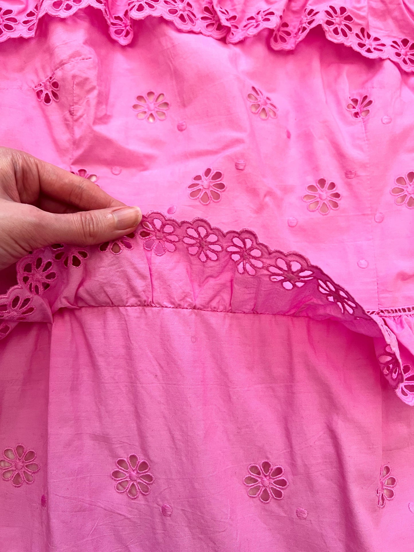 70s pink floral cutout maxi dress, Size S