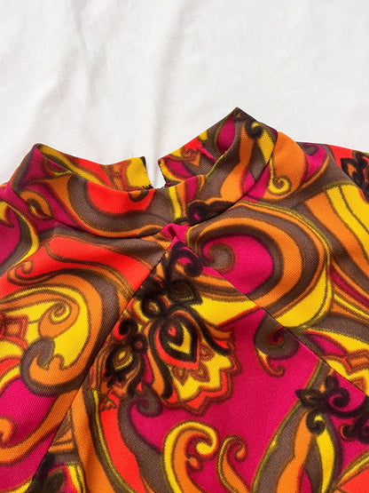 60s psychedelic mini dress, Size XS