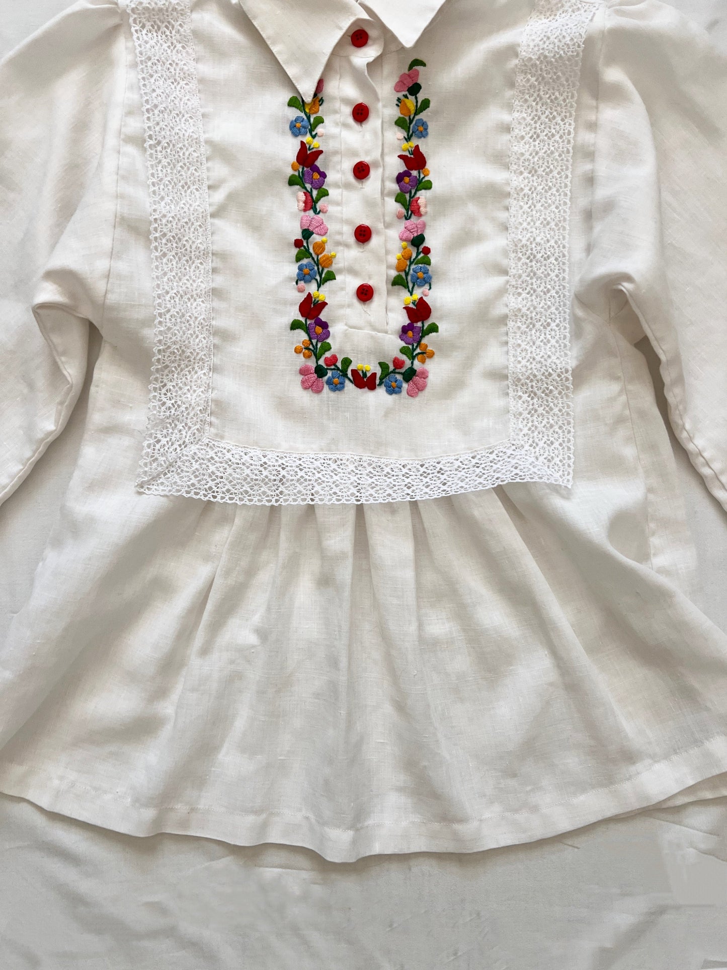 70s lace and floral blouse, Size XS-S