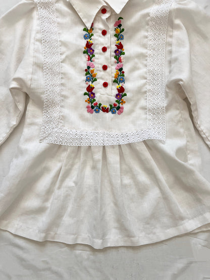 70s lace and floral blouse, Size XS-S