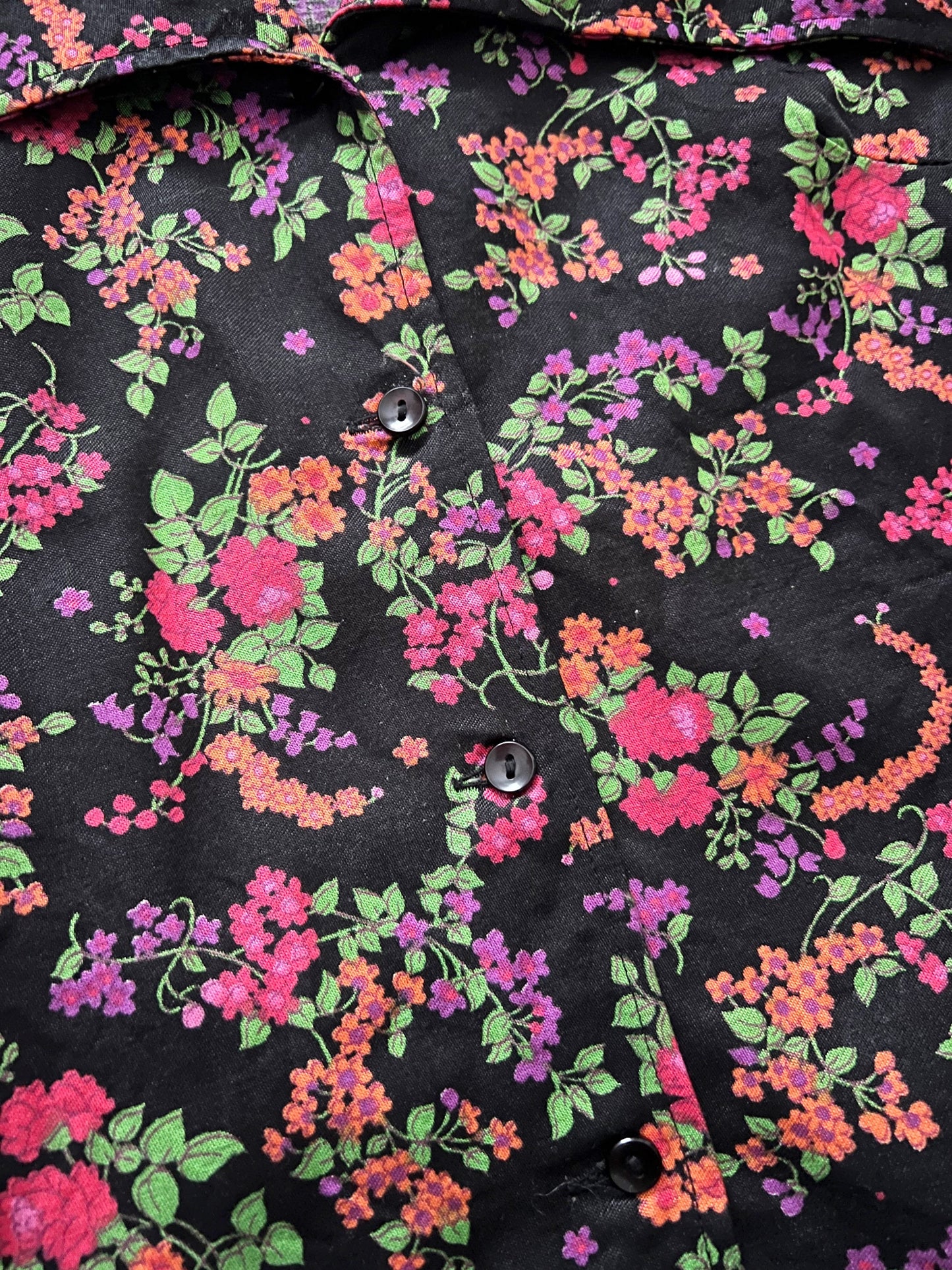 70s pointed collar floral bluse, Size XS-S