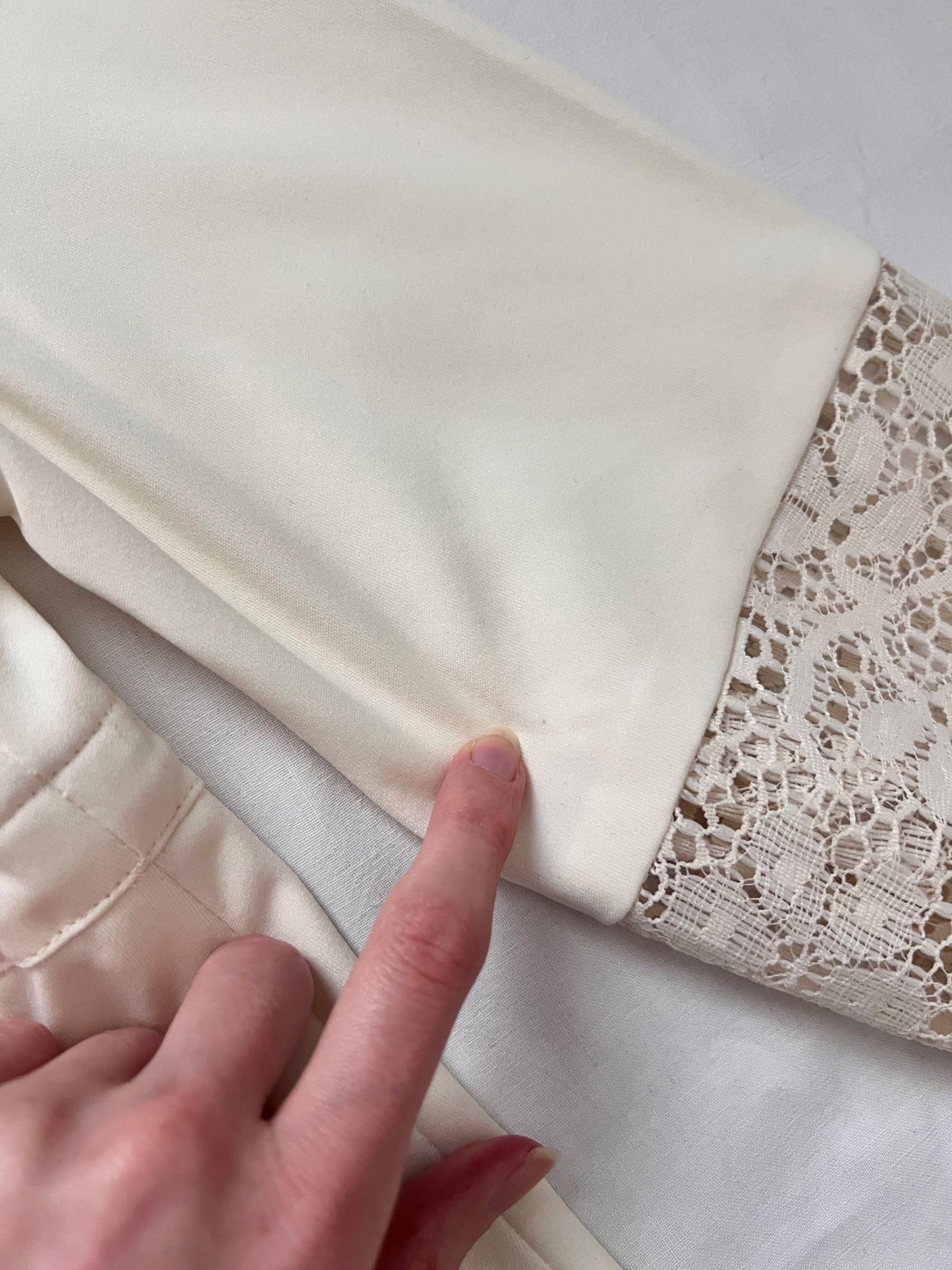 70s white lace detail dress, Size S