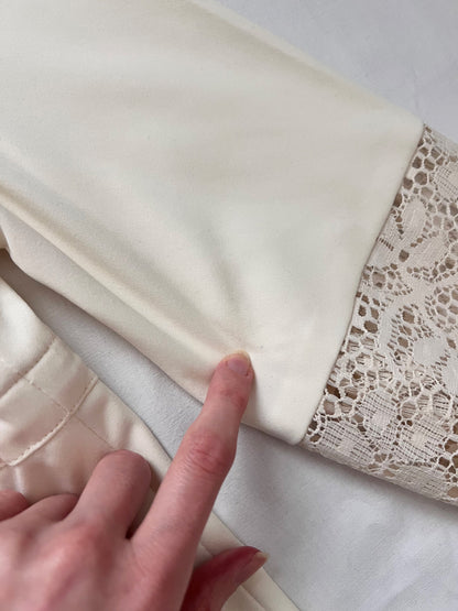70s white lace detail dress, Size S