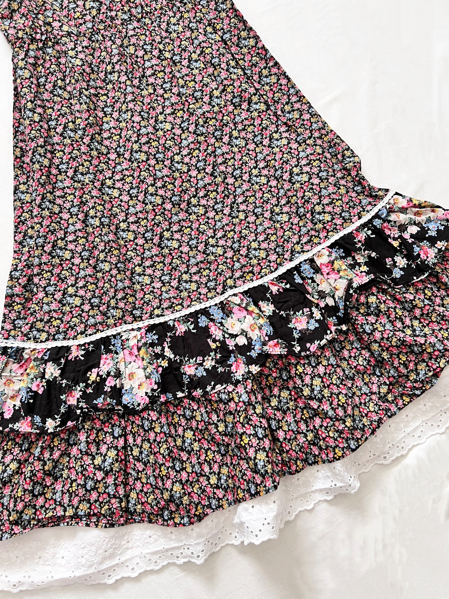 70s cotton floral sundress, Size XS-S