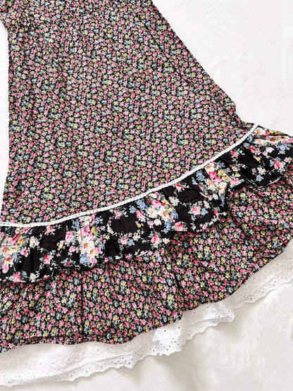 70s cotton floral sundress, Size XS-S