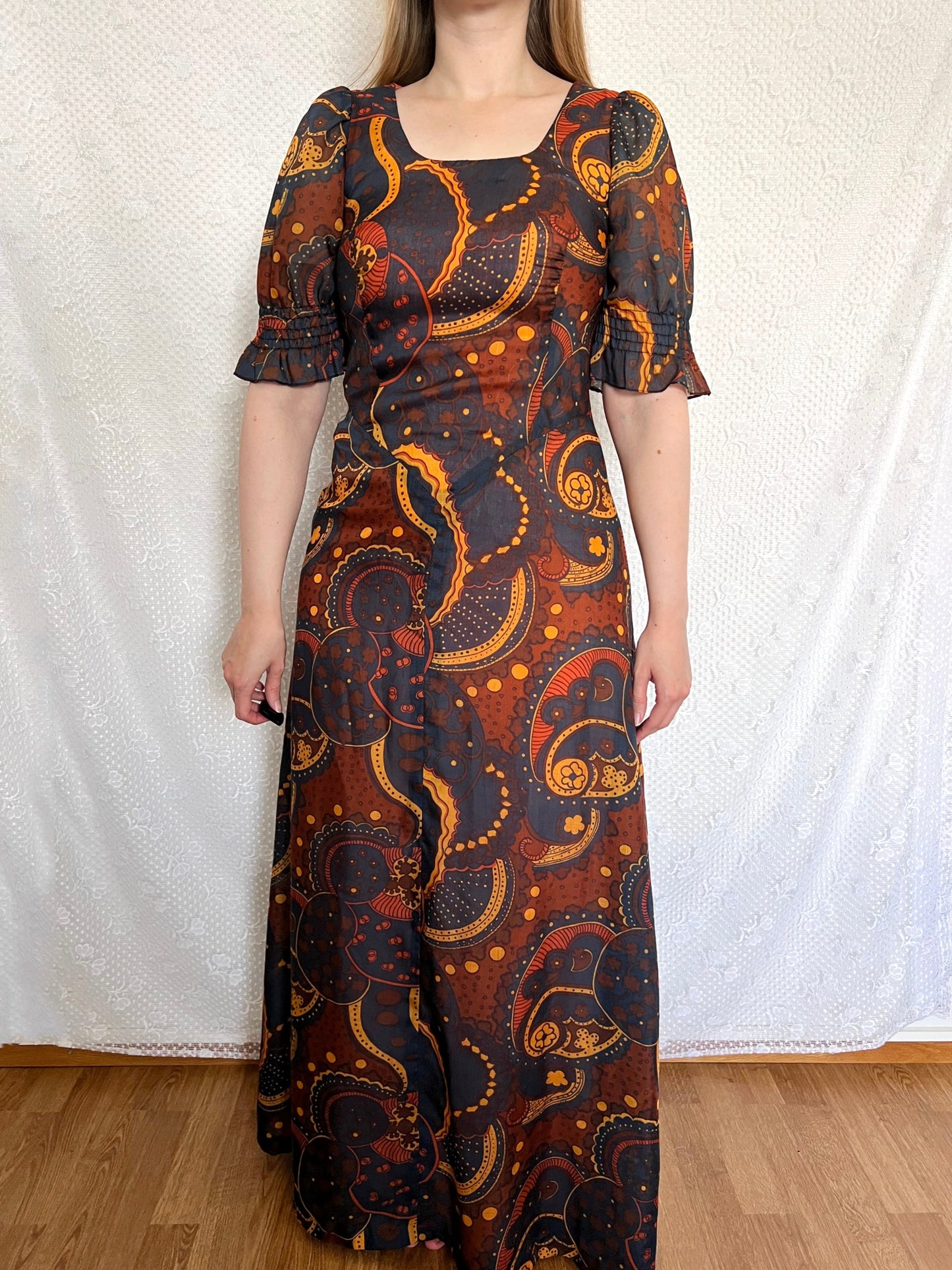 70s floral and paisley dress, Size S