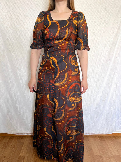 70s floral and paisley dress, Size S