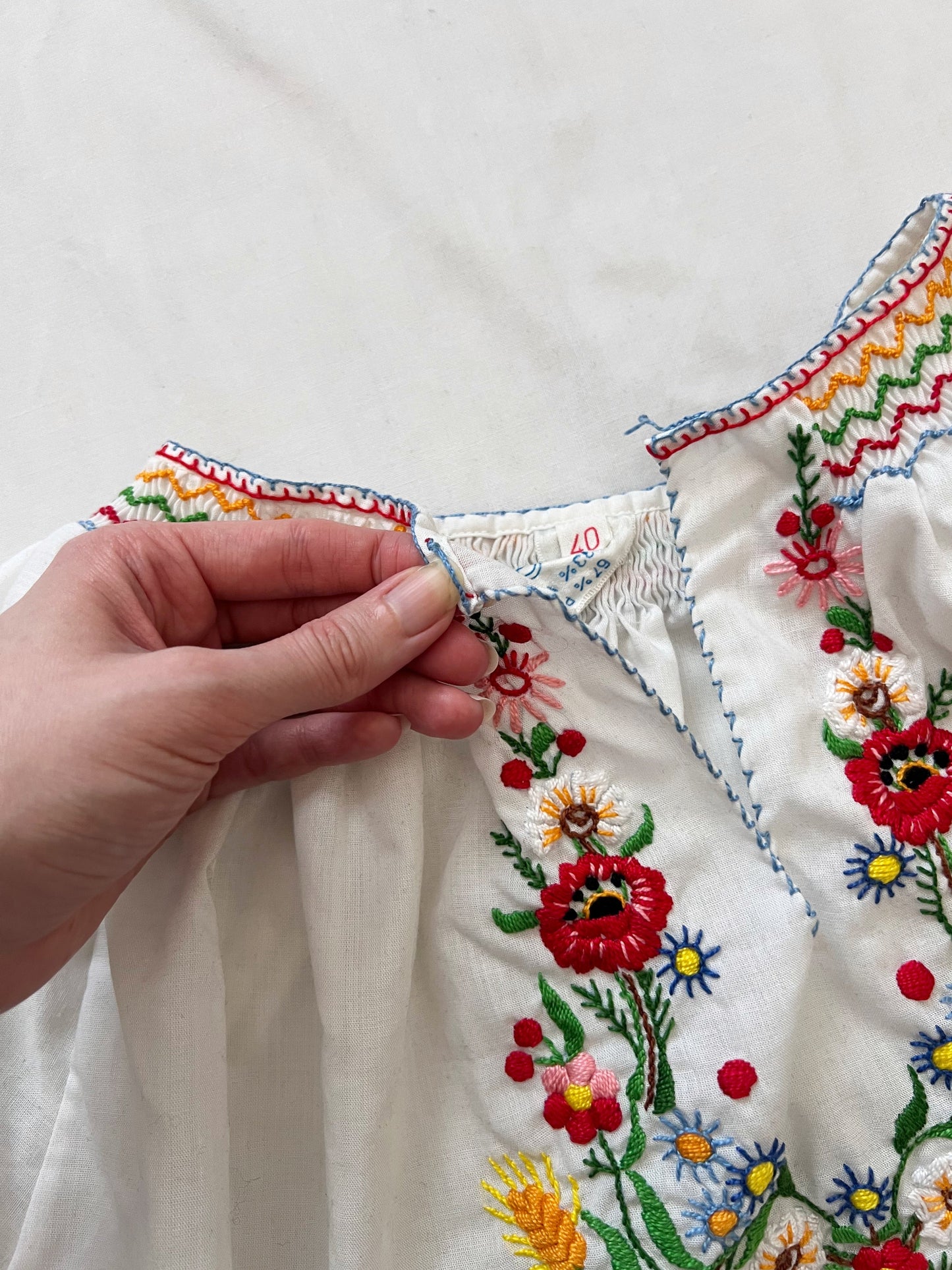 70s hungarian floral blouse, Size S