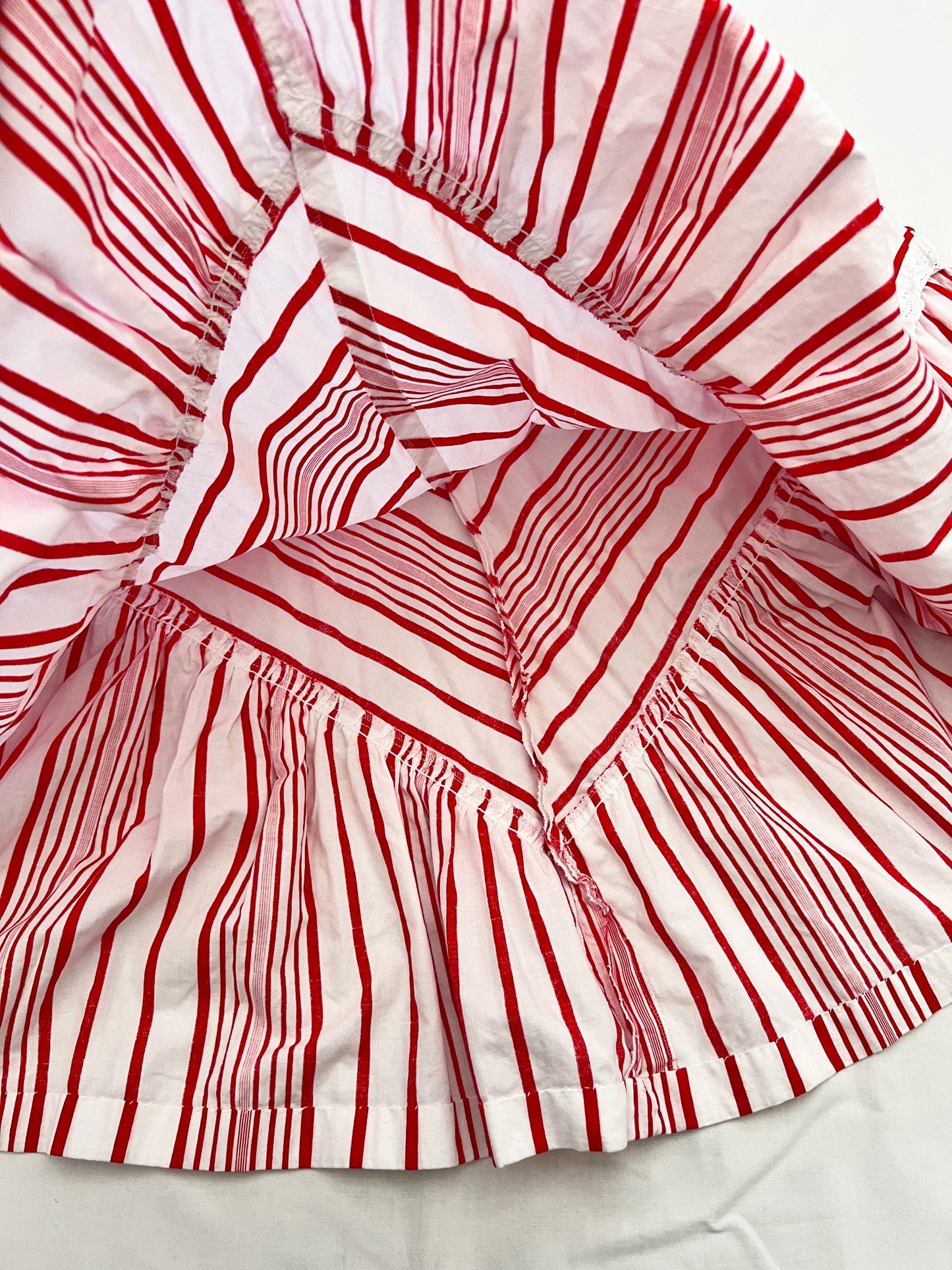 70s cotton red and white stripes maxi dress, Size XS-S