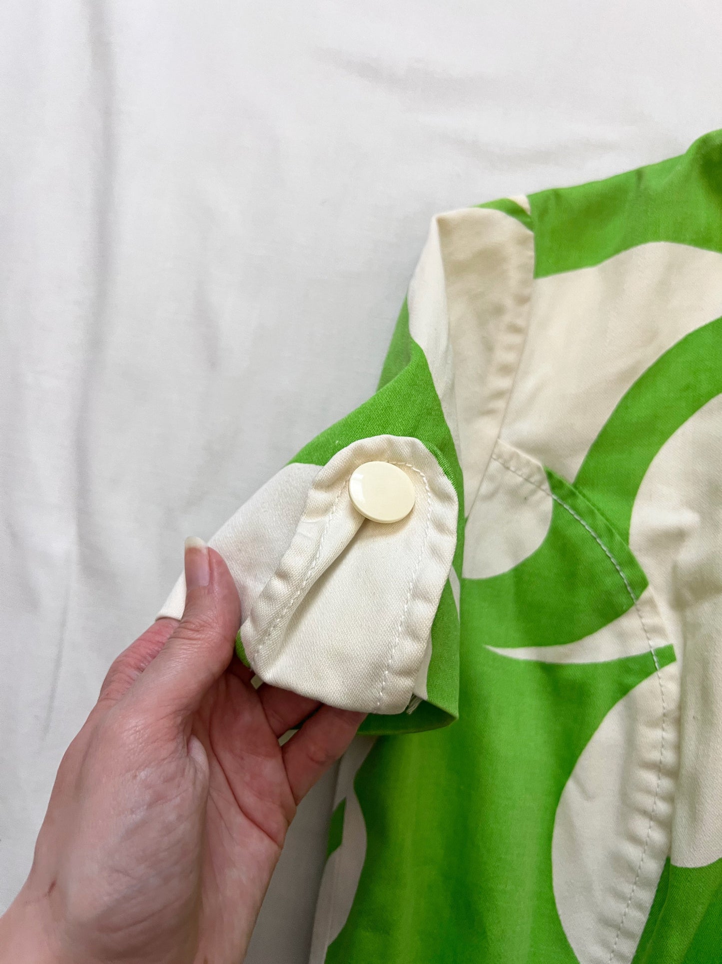 60s green & white mini dress, Size S-M