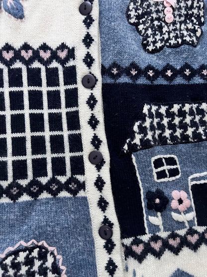 90s patchwork cardigan, Size S-M