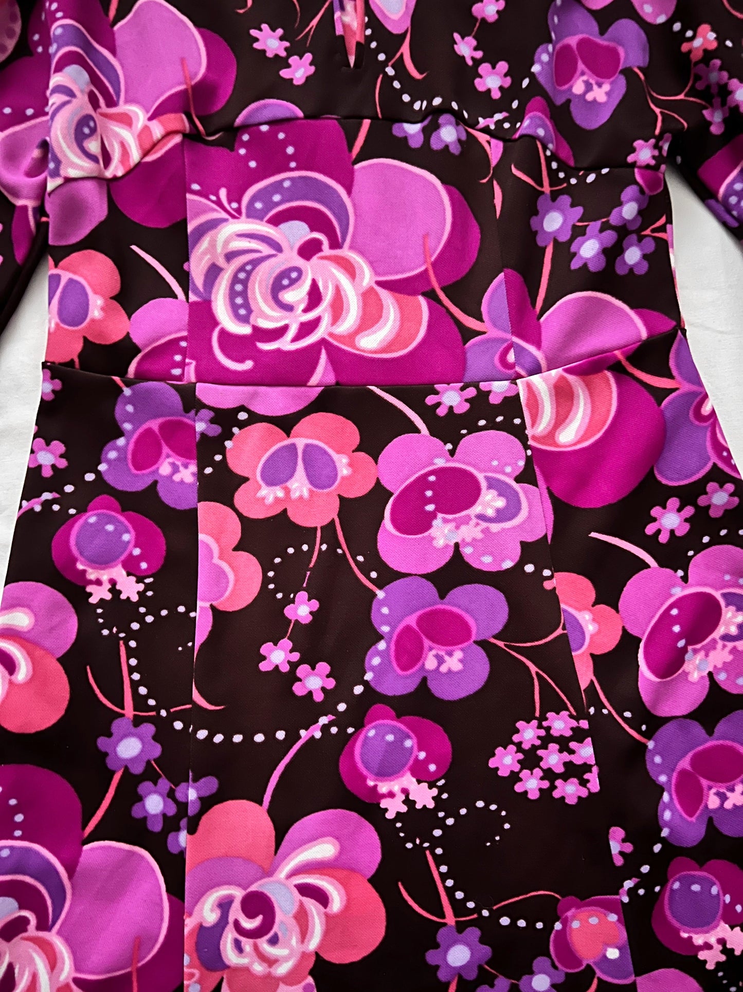 60s flower pattern dress, Size M