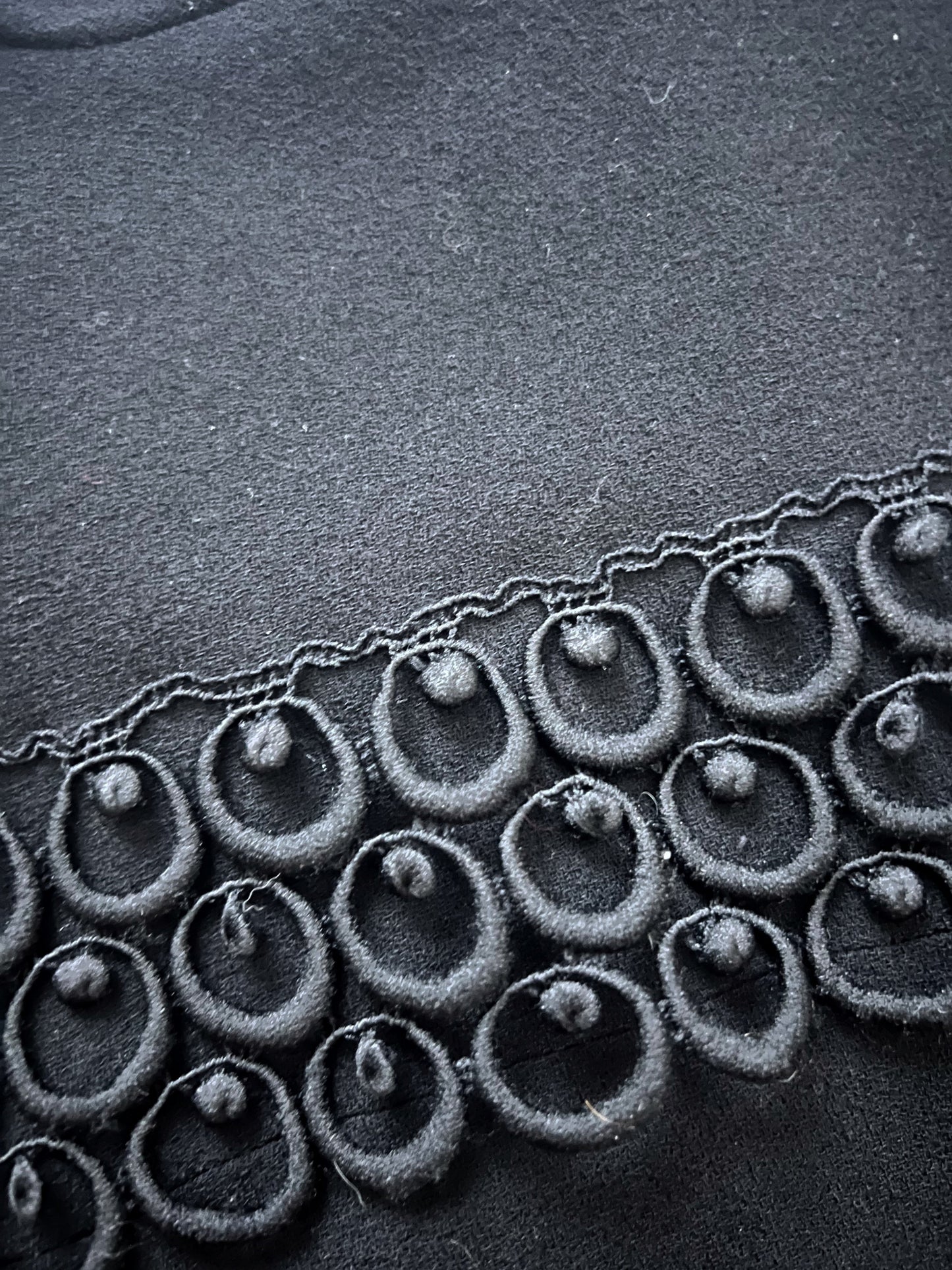 60s black round trim dress, Size S