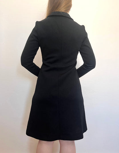 60s black textured dress, Size S-M