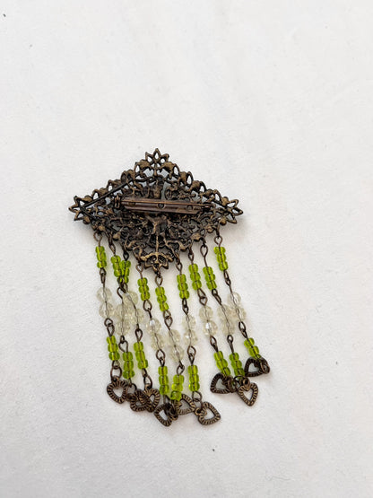 Green beads brooch