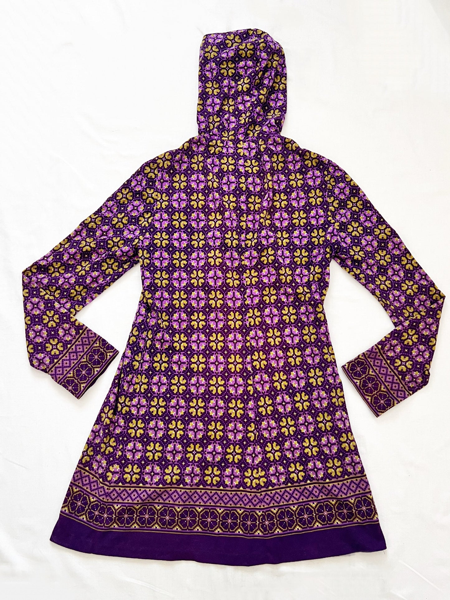 60s purple hooded mini dress, Size XS-S